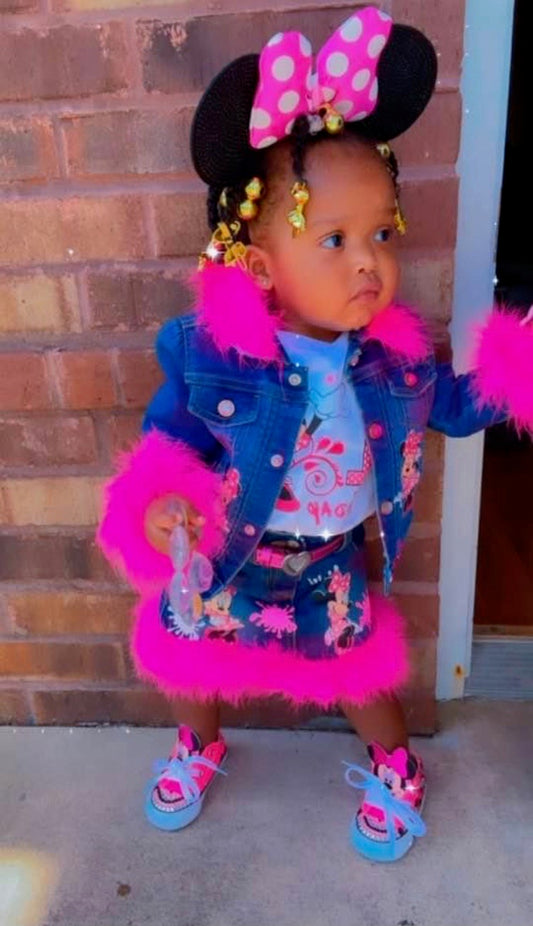 Custom jean Skirt Set