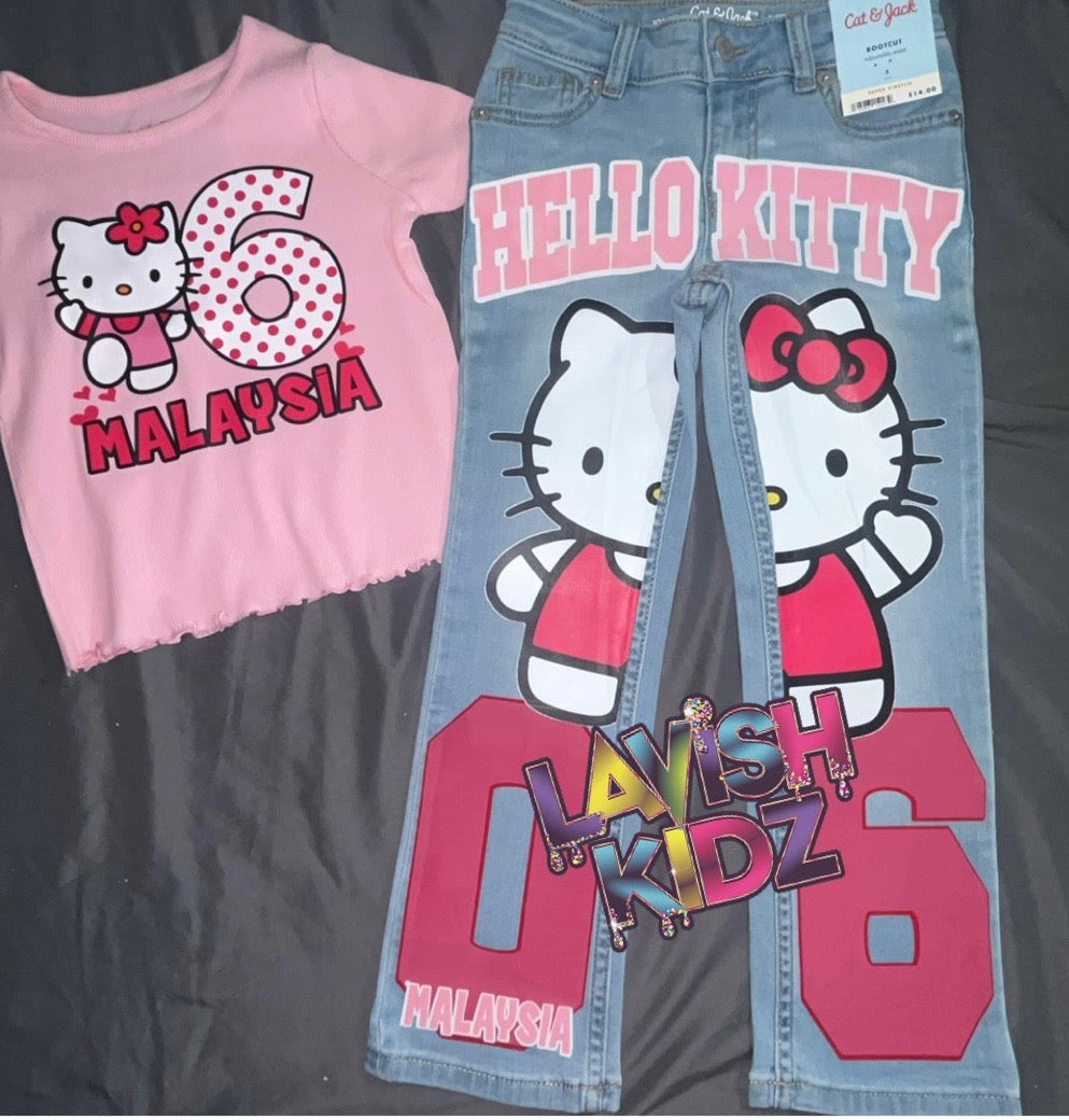 Custom Hello Kitty Jean Pants Set