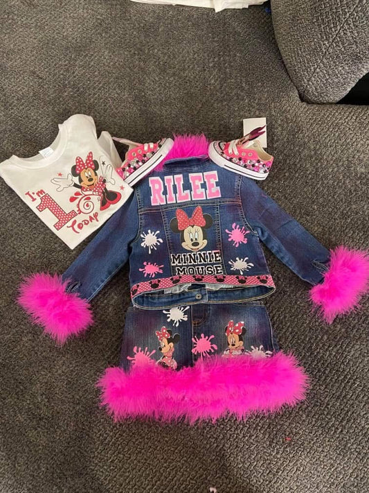 Custom jean Skirt Set